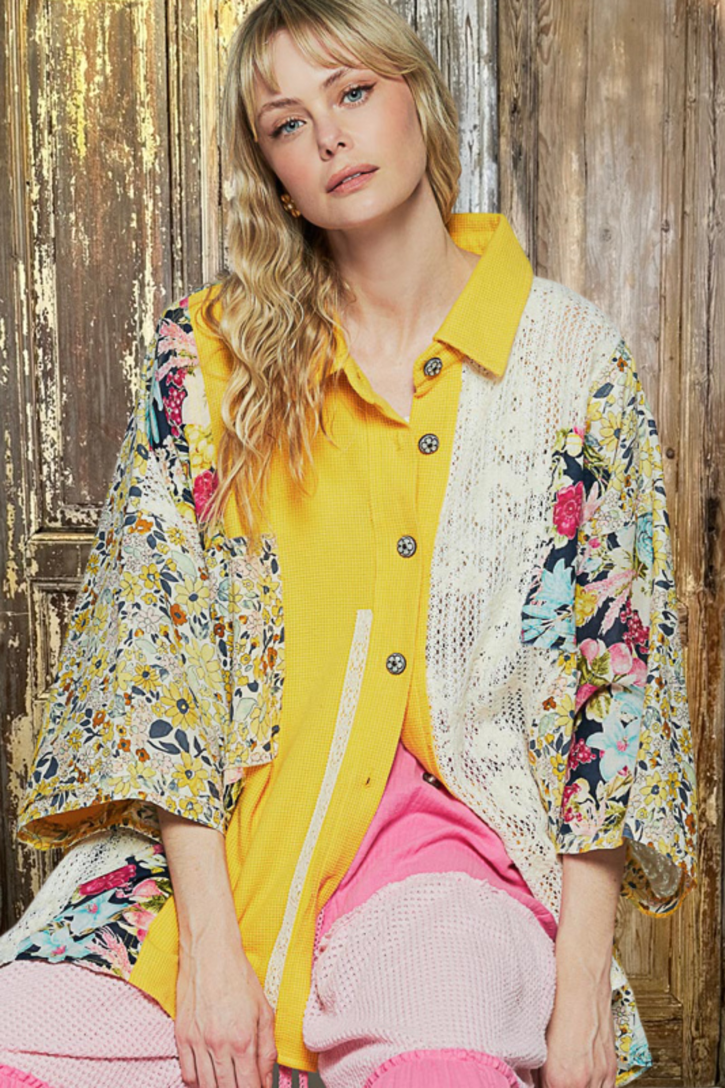 Bright Floral & Lace Blouse