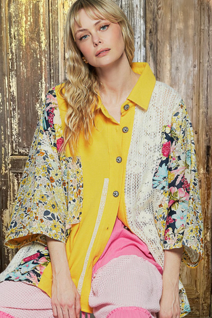 Bright Floral & Lace Blouse