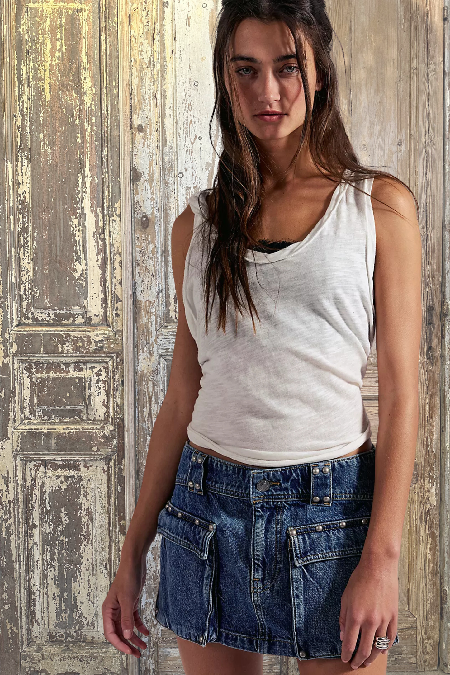 Hera Studded Denim Skirt