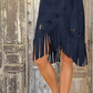 Fringe Overlay Suede Skirt