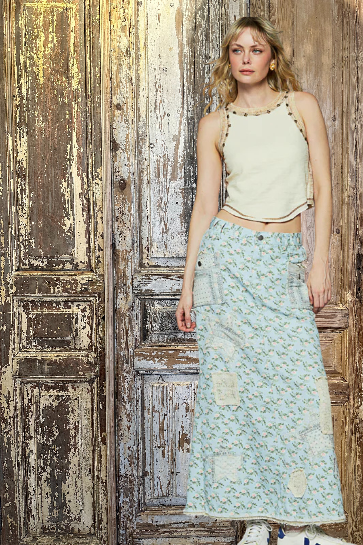 Floral Patched Skirt