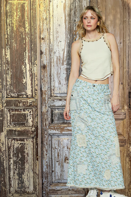 Floral Patched Skirt