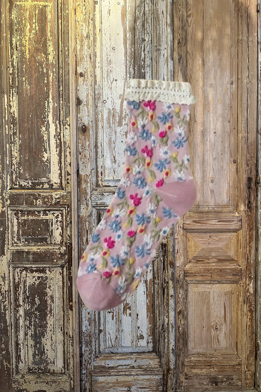 Lace Trim Floral Socks