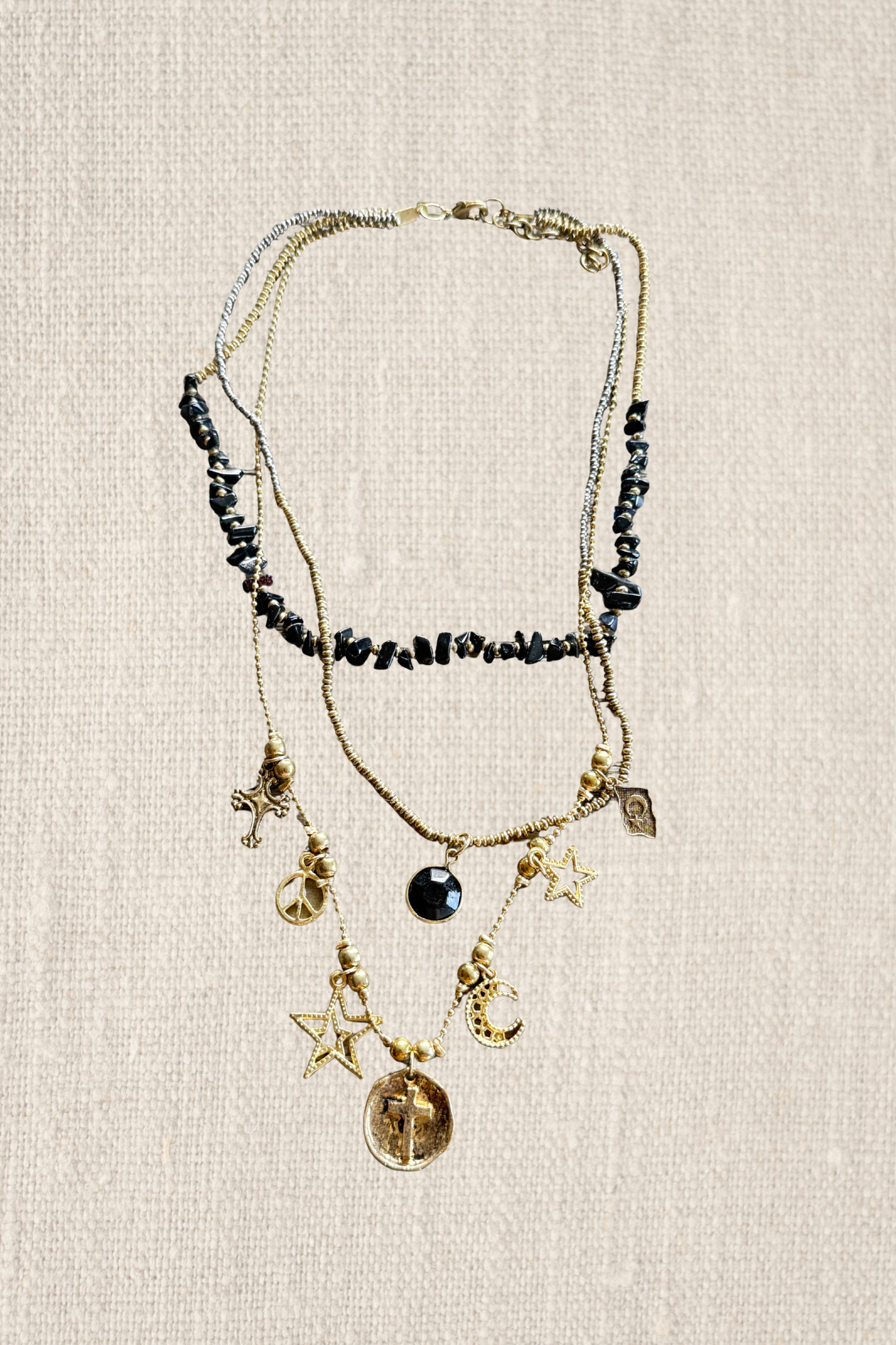 Boho Cross & Peace Necklace
