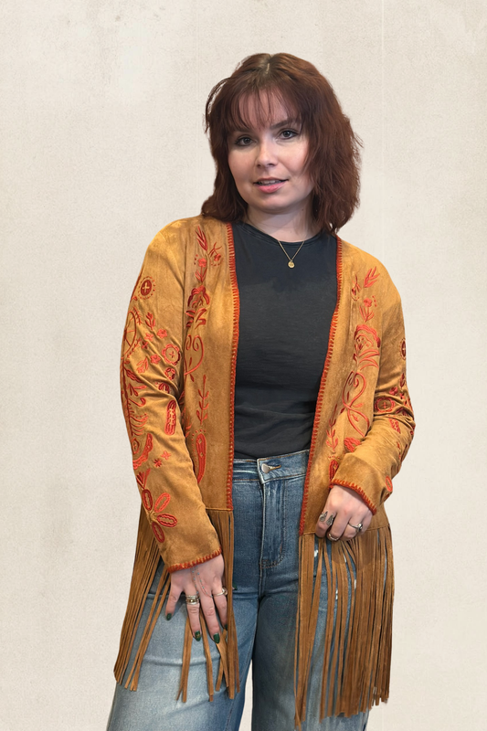 Embroidered Suede Jacket