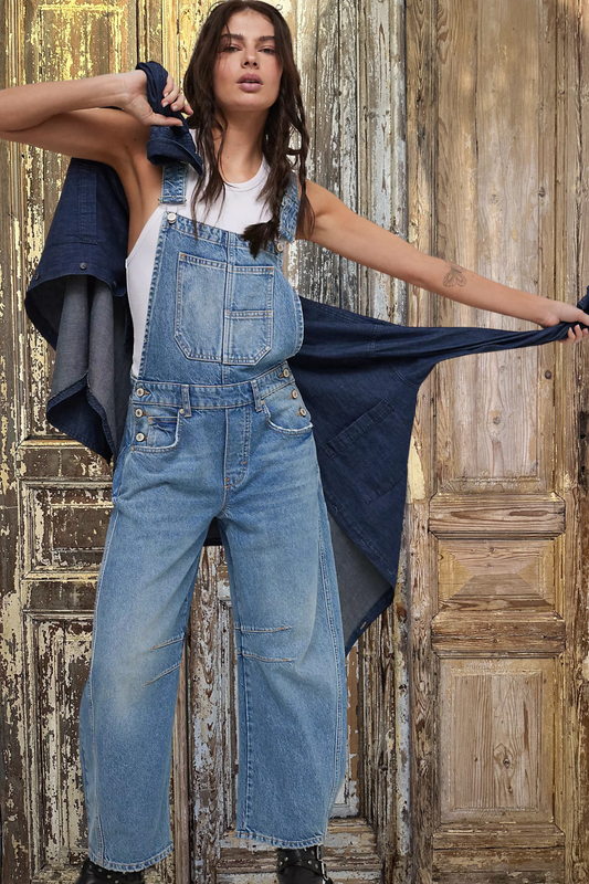 We The Free Good Luck Barrel Overalls