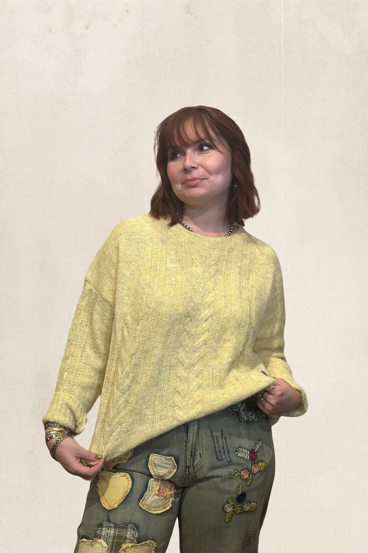 Yellow Cable Sweater