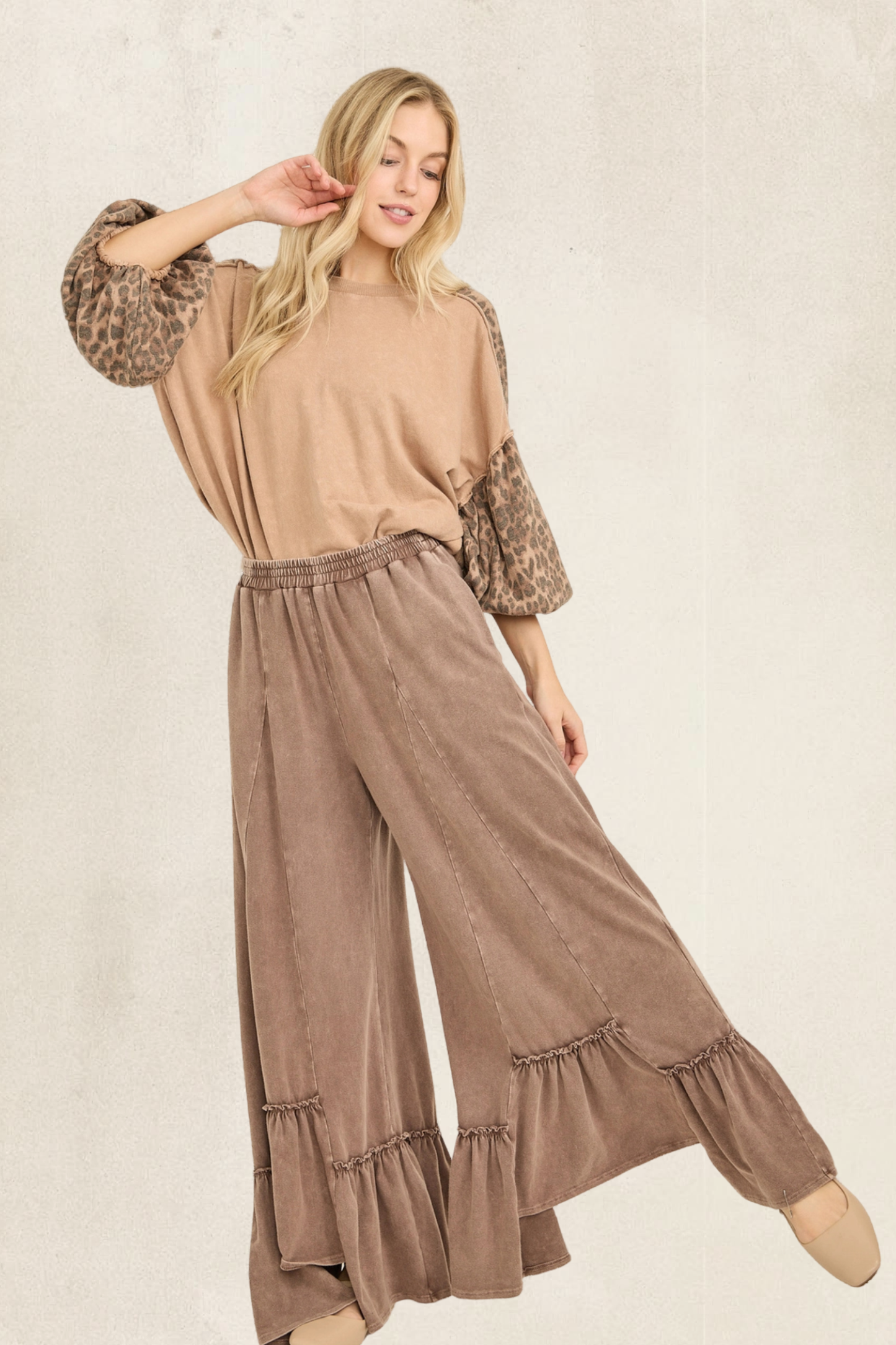 Uneven Hem Ruffle Pants