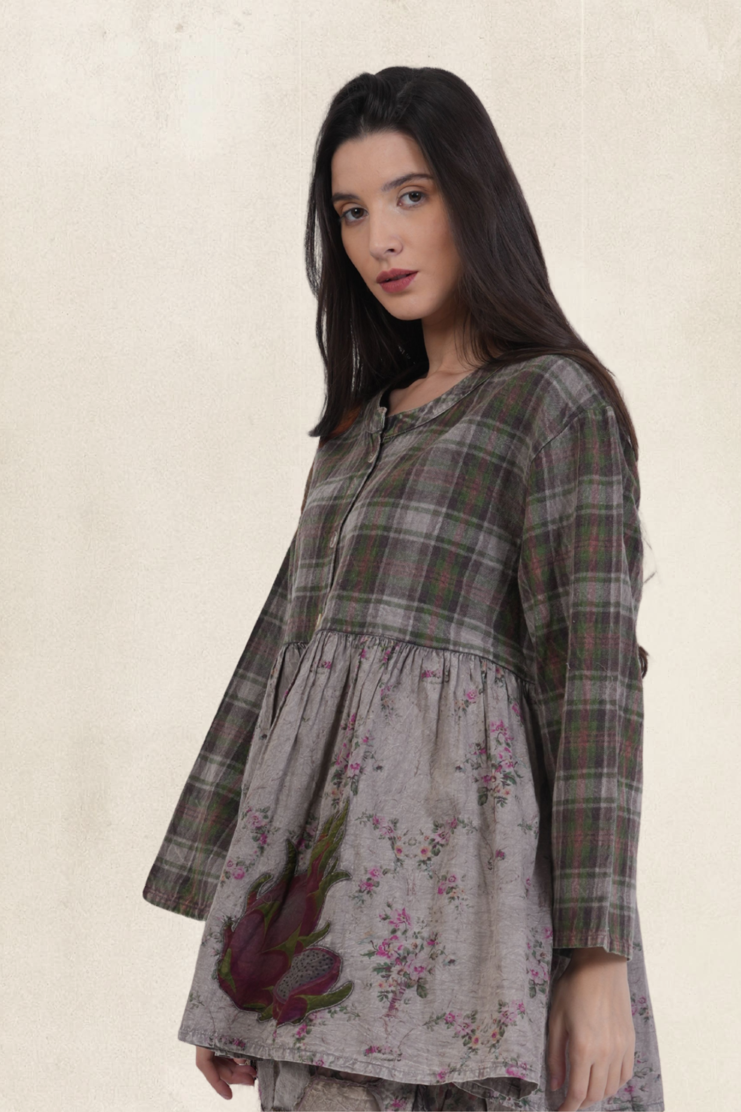 Floral & Plaid Babydoll Top