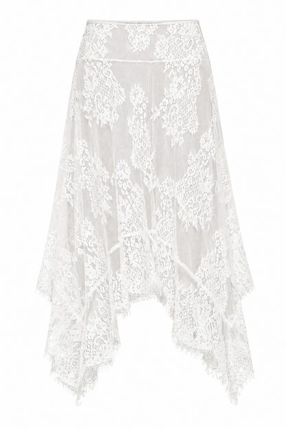 Unbalance Lace Midi Skirt