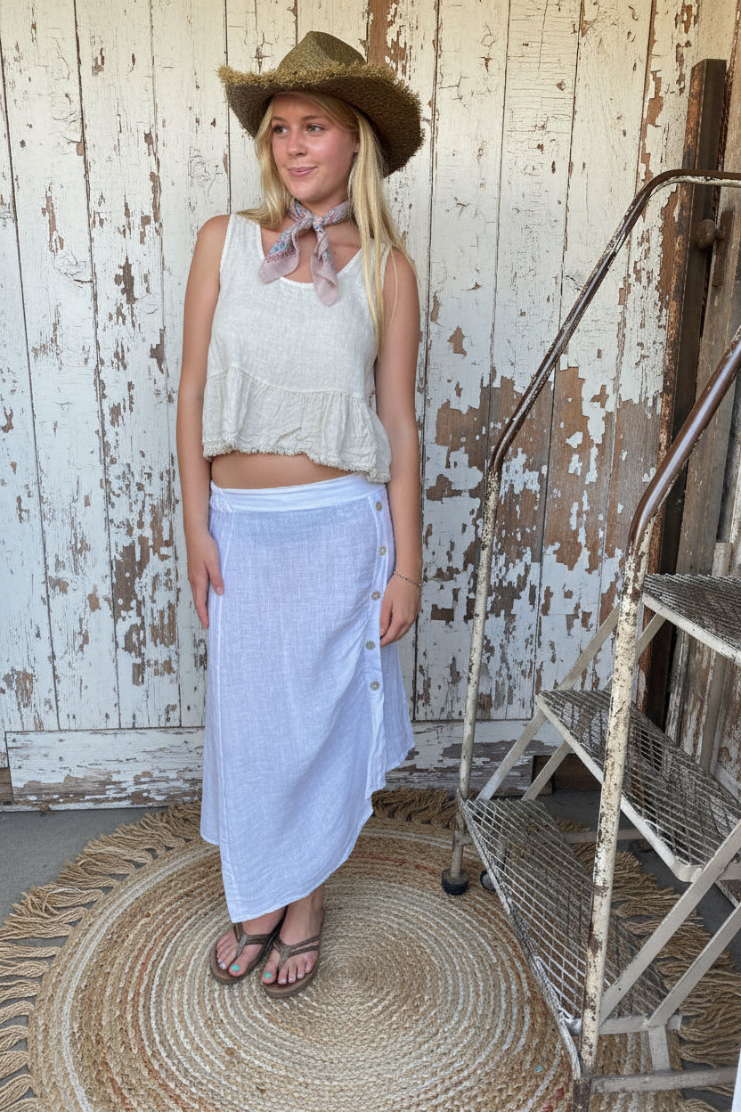 Side Button Asymetrical Skirt
