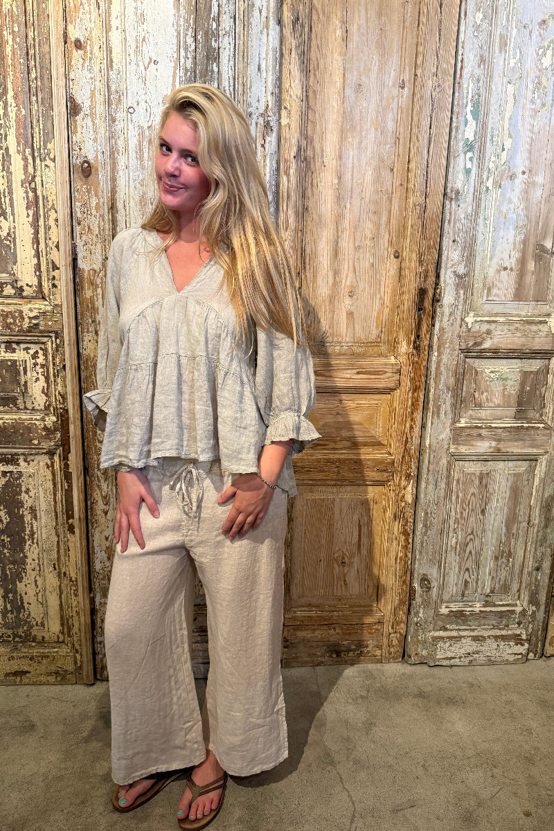 Side Slit Linen Pants