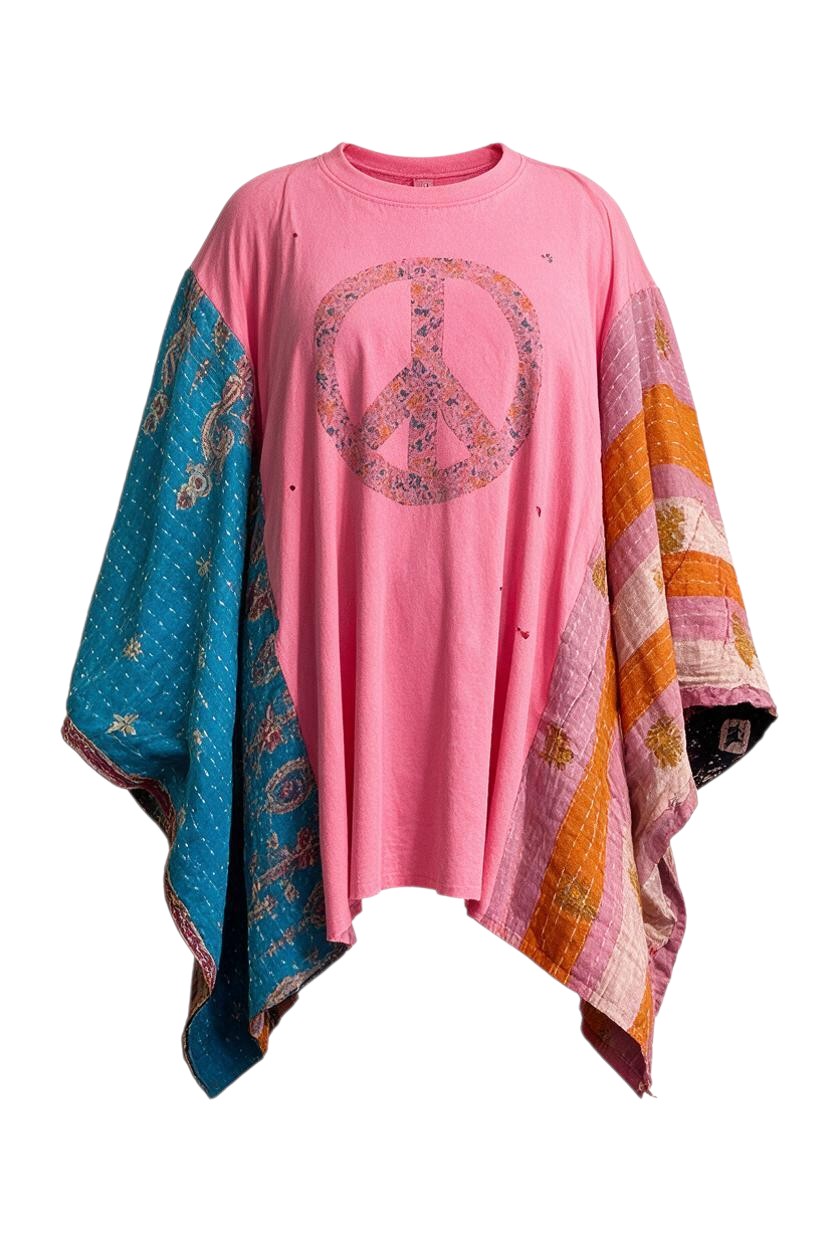 Up Cycled Peace Poncho
