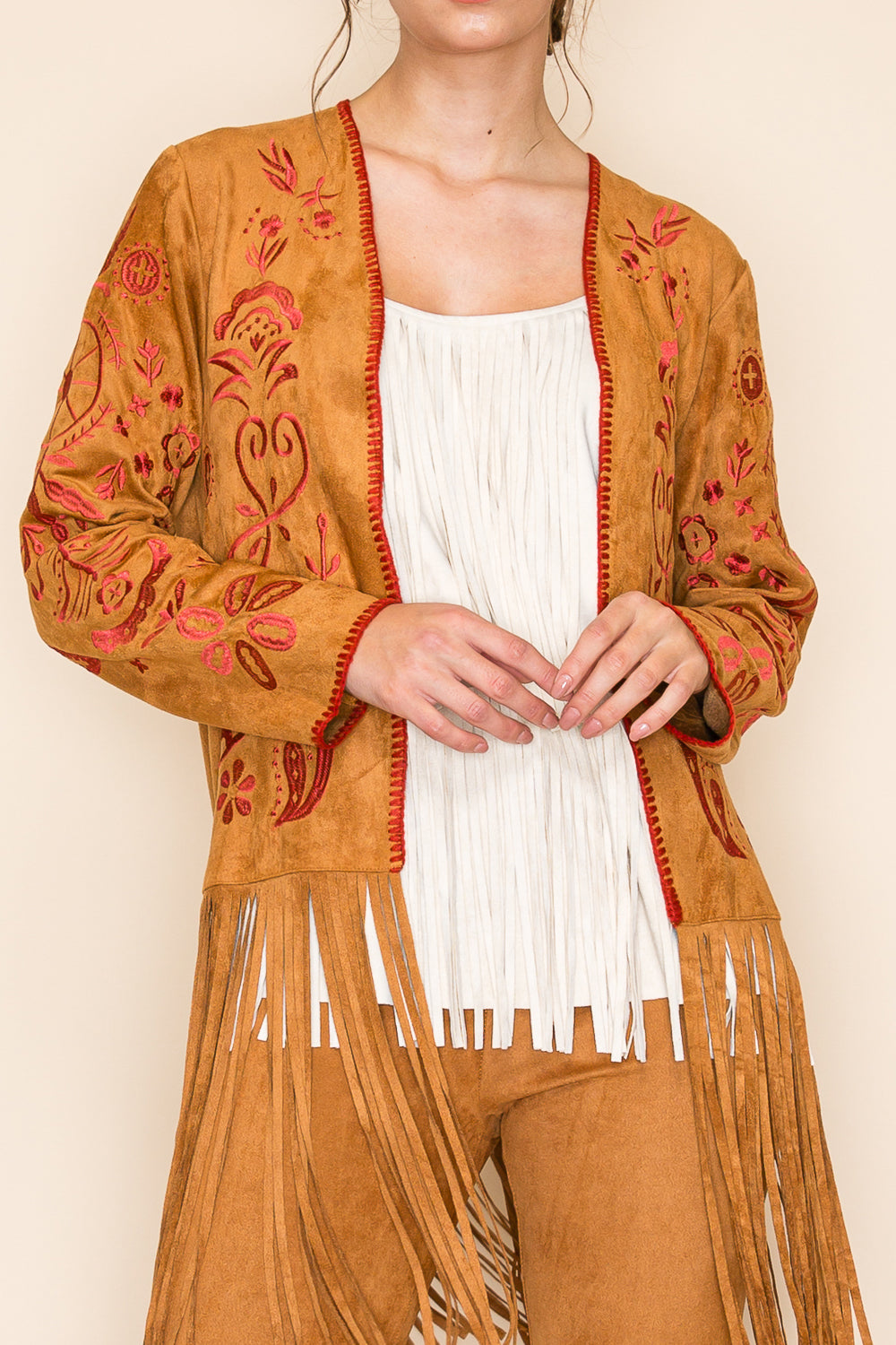 Embroidered Suede Jacket