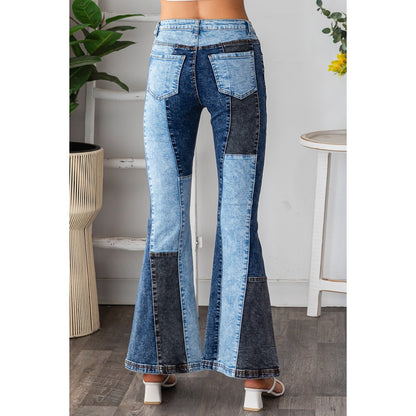 Pieced Denim Flares