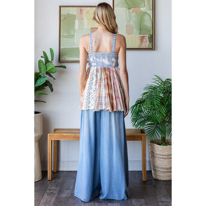 Denim Patch Top