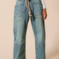 Washed Drawstring Jeans