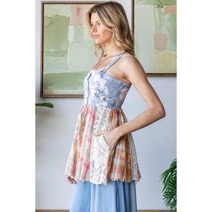 Denim Patch Top