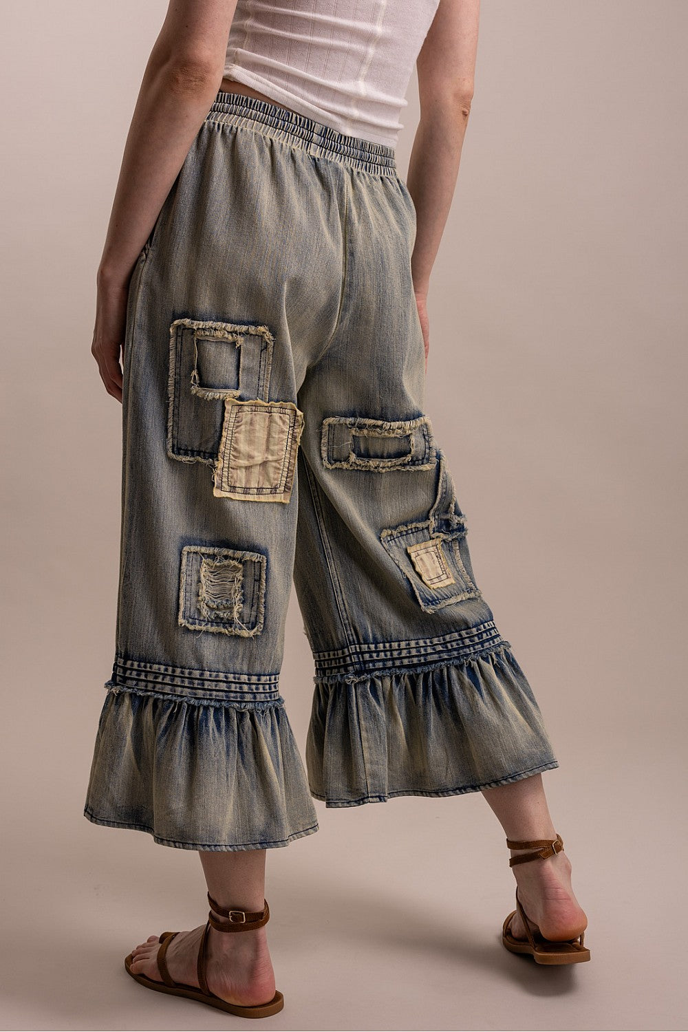 Embroidered Ruffle Jeans