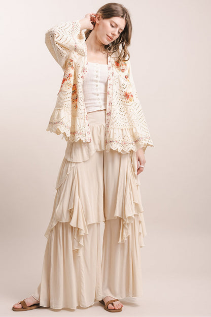 Short Eyelet Patchwork Kimono