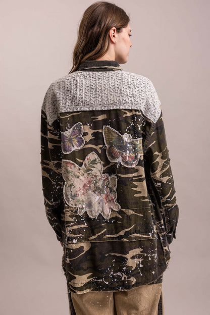 Floral Patched Camo Shacket