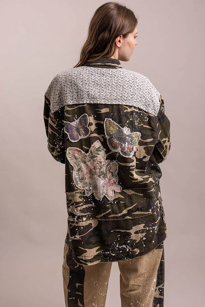 Floral Patched Camo Shacket