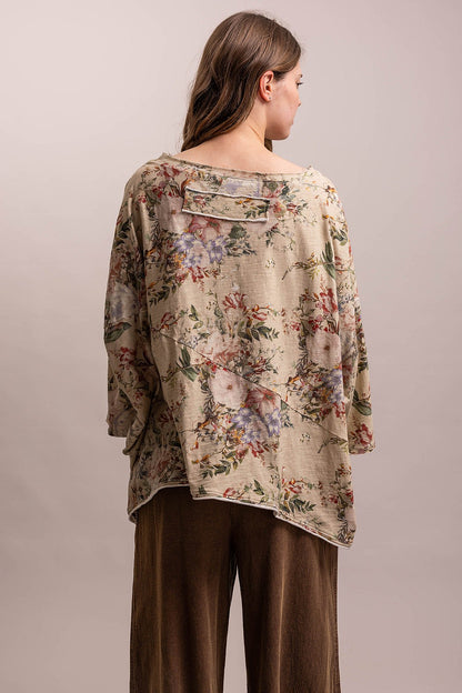 Flower & Birds Dolman Top