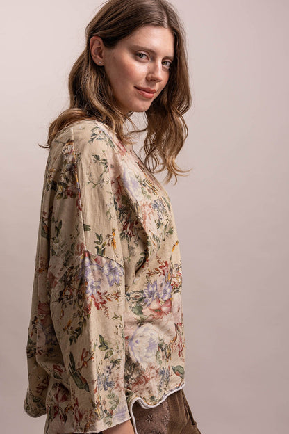 Flower & Birds Dolman Top