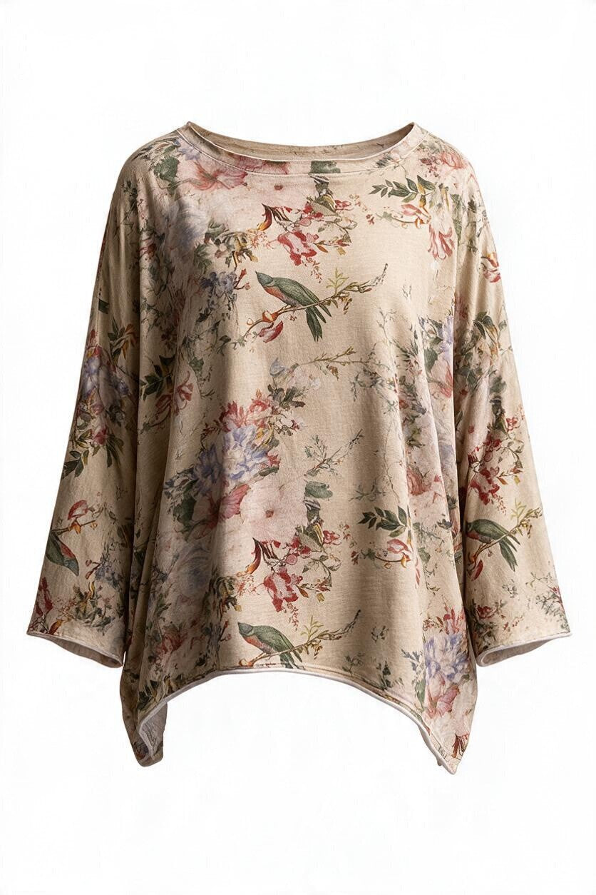 Flower & Birds Dolman Top