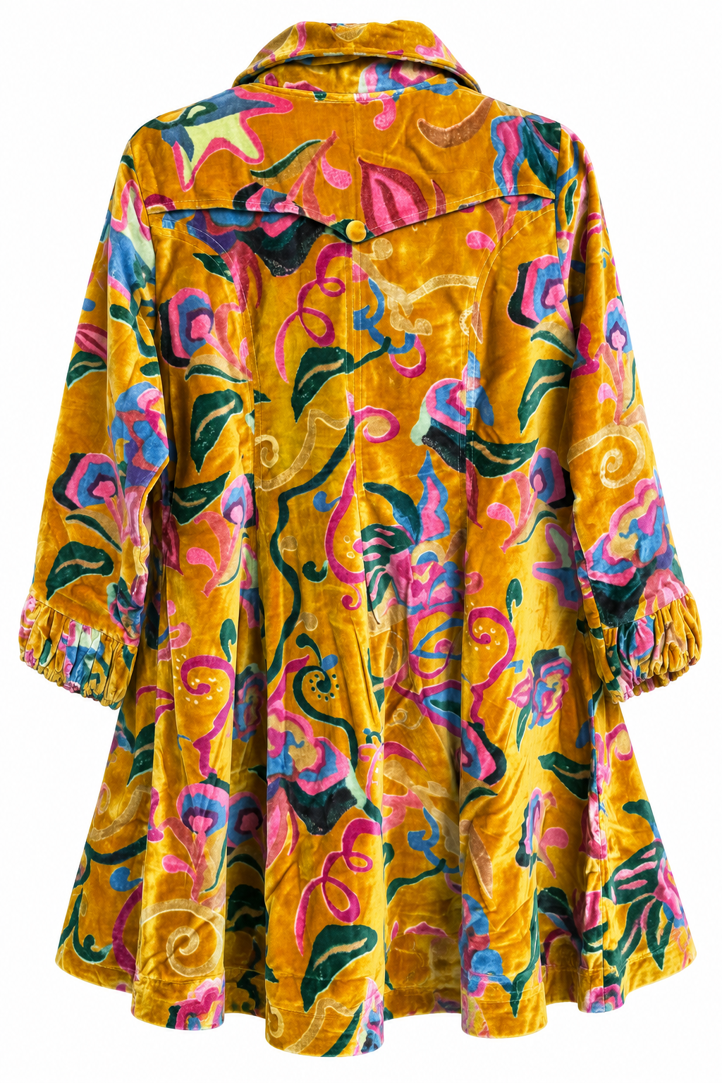 Floral Velvet Jacket - Mustard