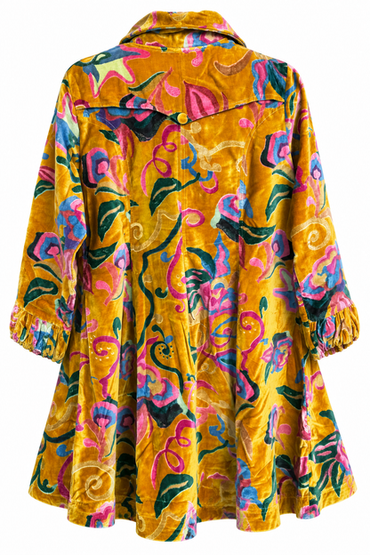 Floral Velvet Jacket - Mustard