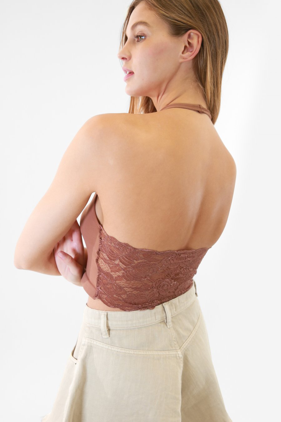 Lace Back Halter Top-9891