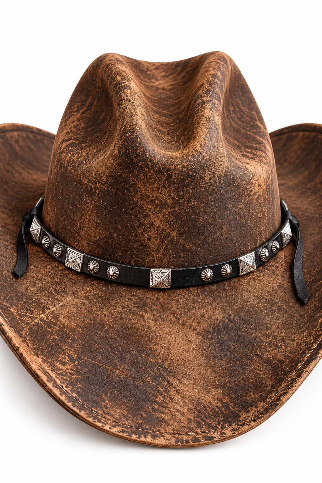 Square & Round Leather Hat Band