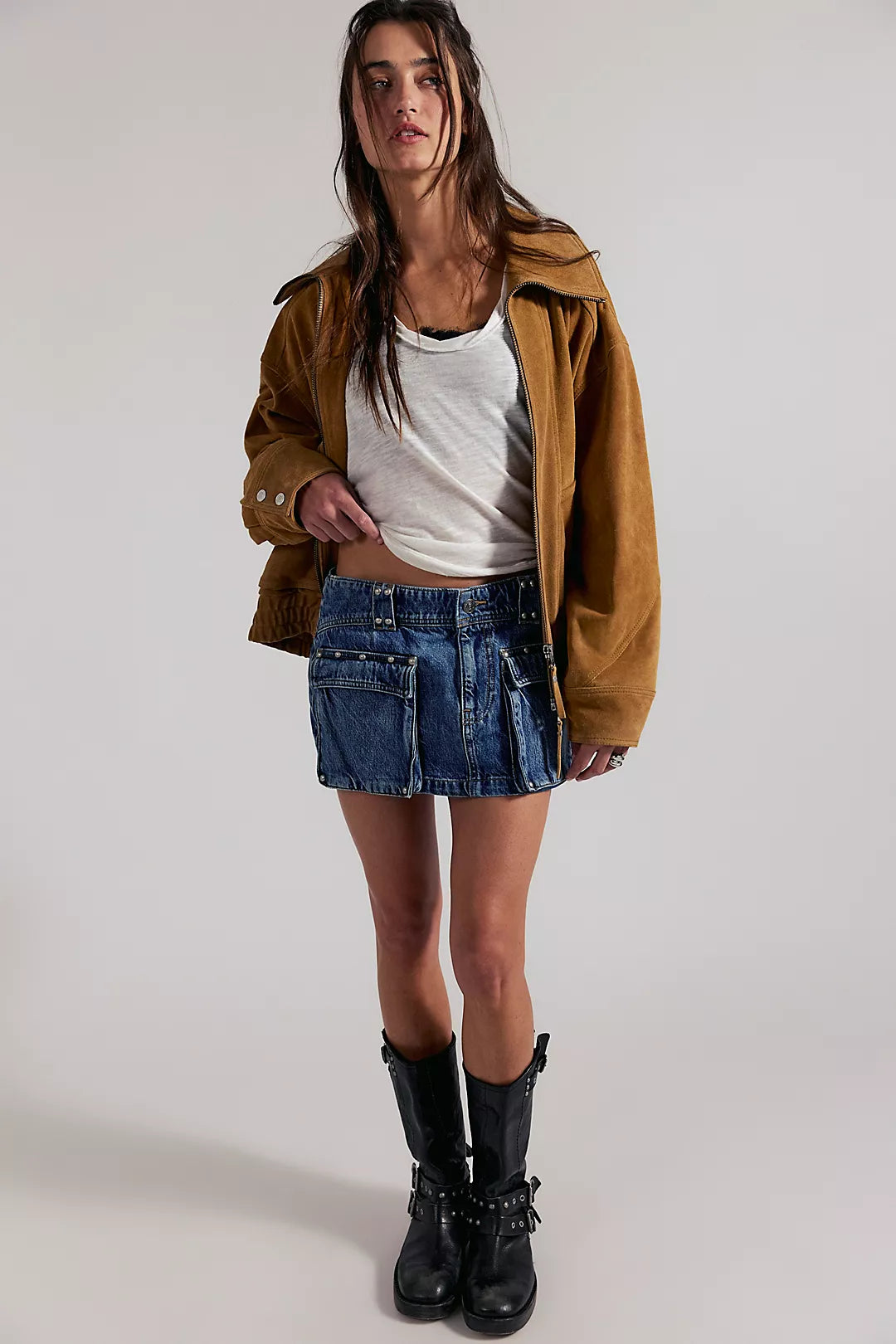 Hera Studded Denim Skirt