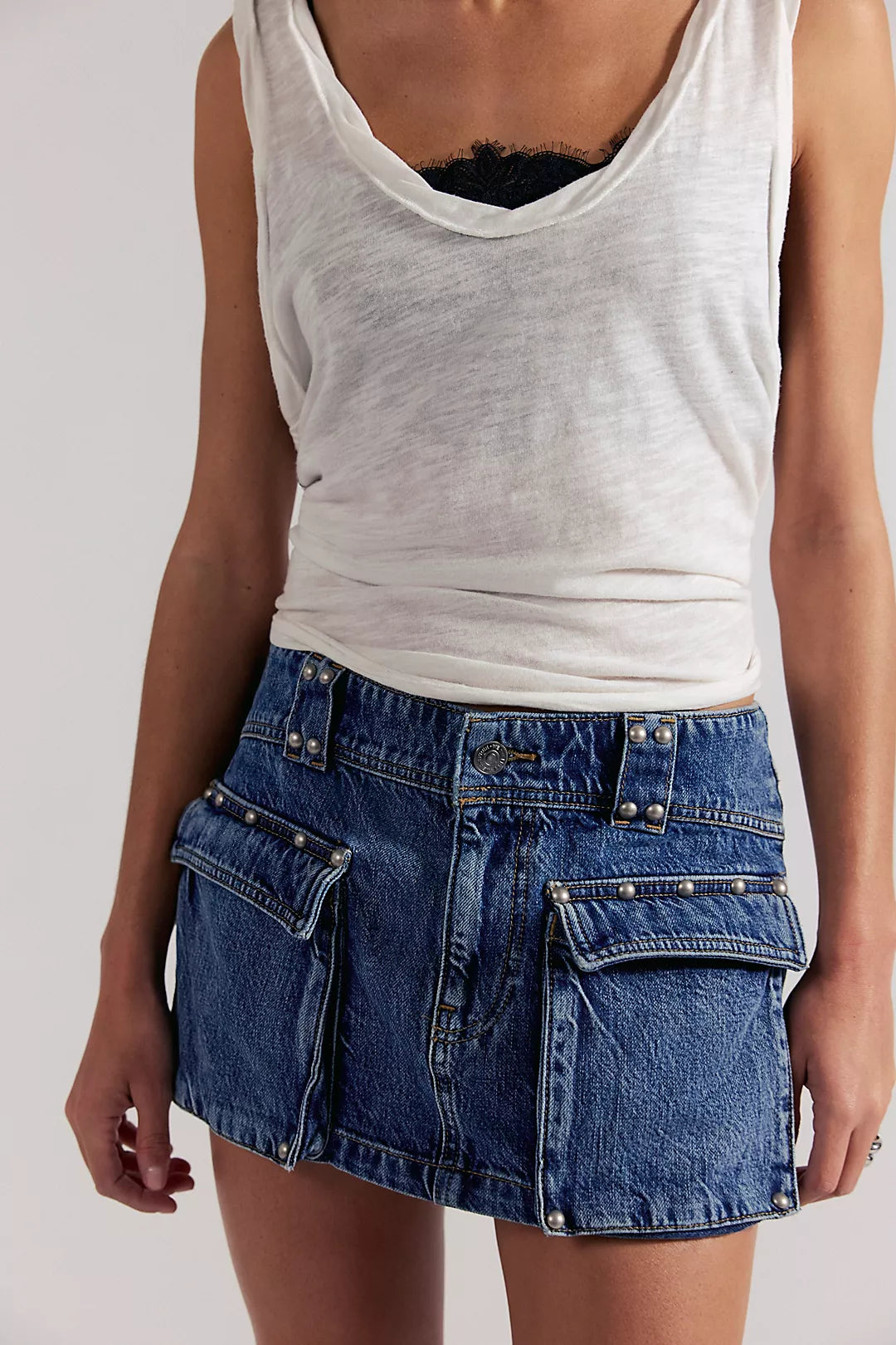 Hera Studded Denim Skirt