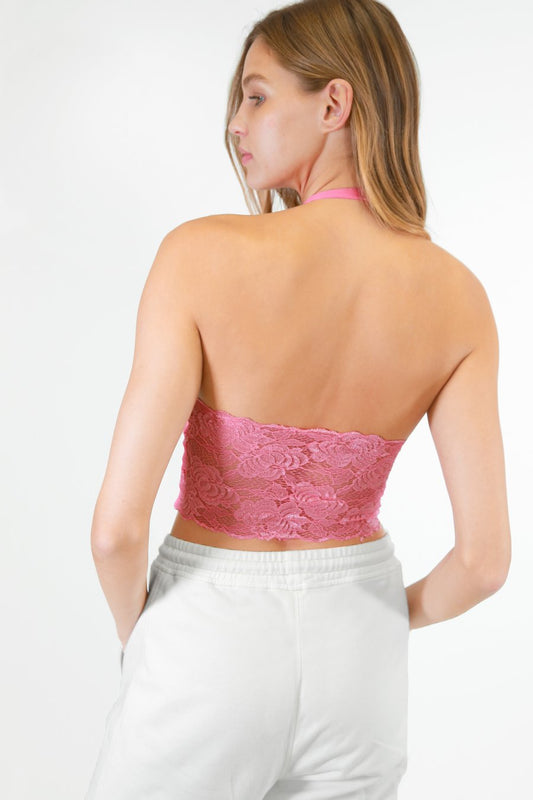 Lace Back Halter Top-9891