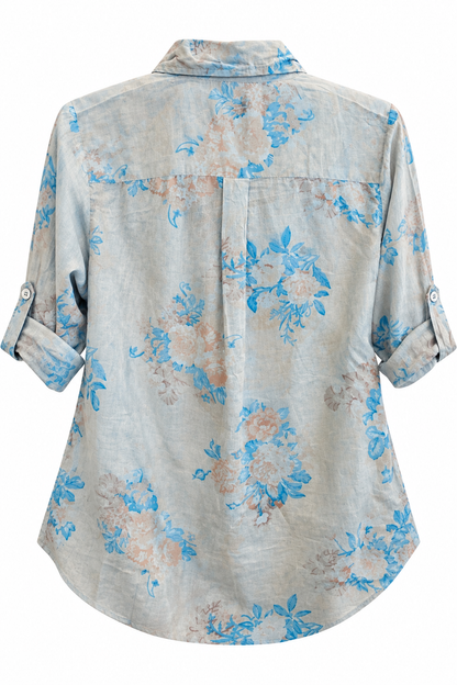 Embroidered Button Cover Blouse