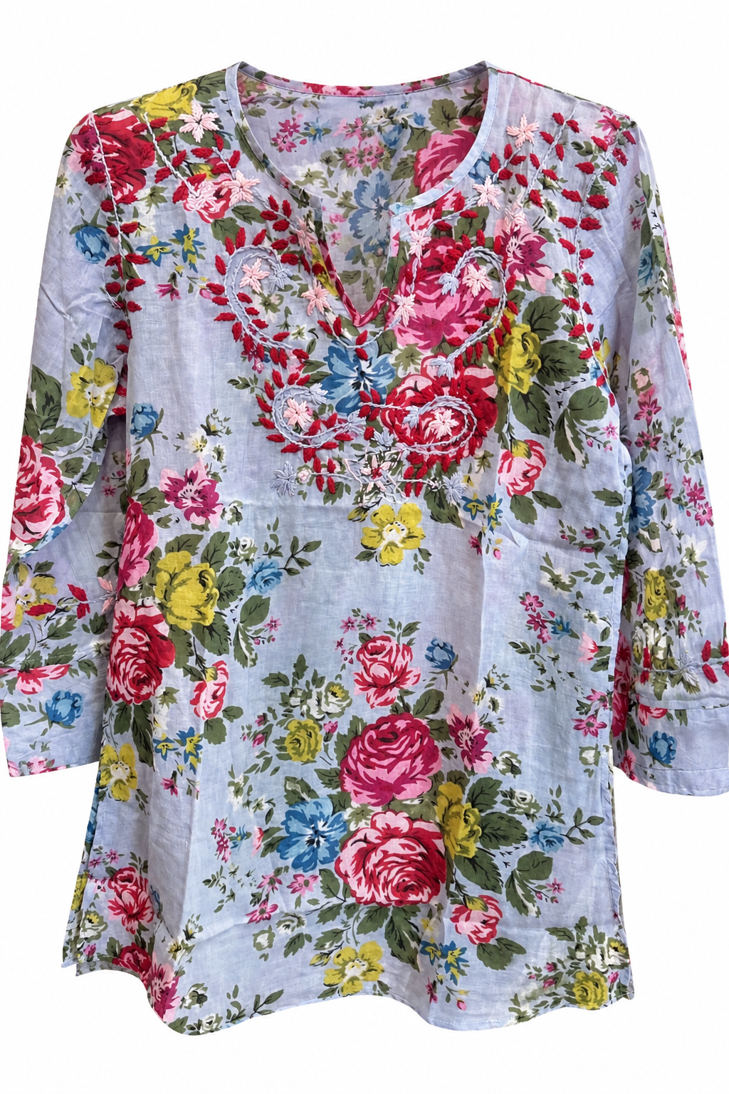 Embroidered V Blouse