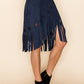 Fringe Overlay Suede Skirt