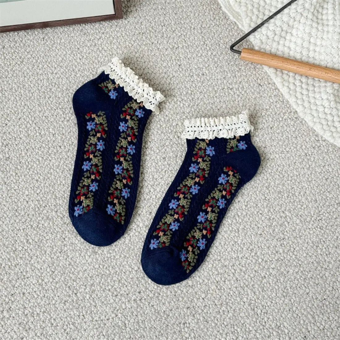 Vintage Floral Ankle Socks