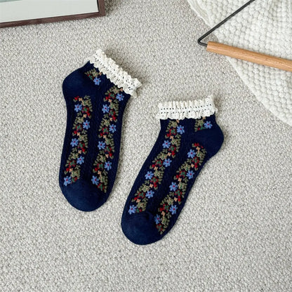 Vintage Floral Ankle Socks
