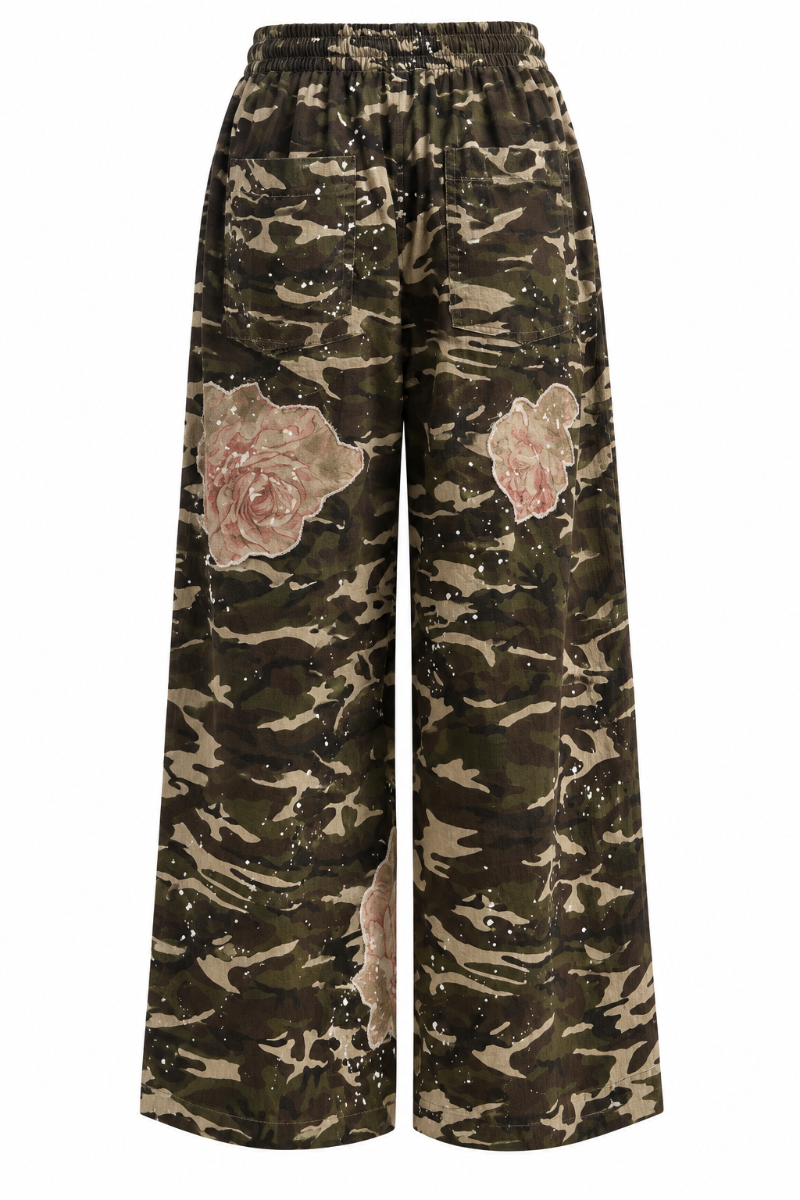 Floral Patched Camo Pants