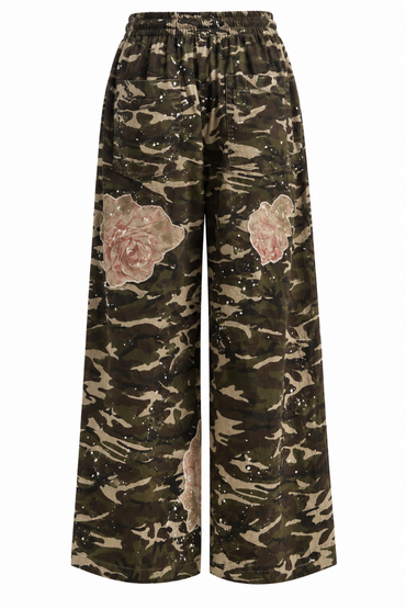 Floral Patched Camo Pants