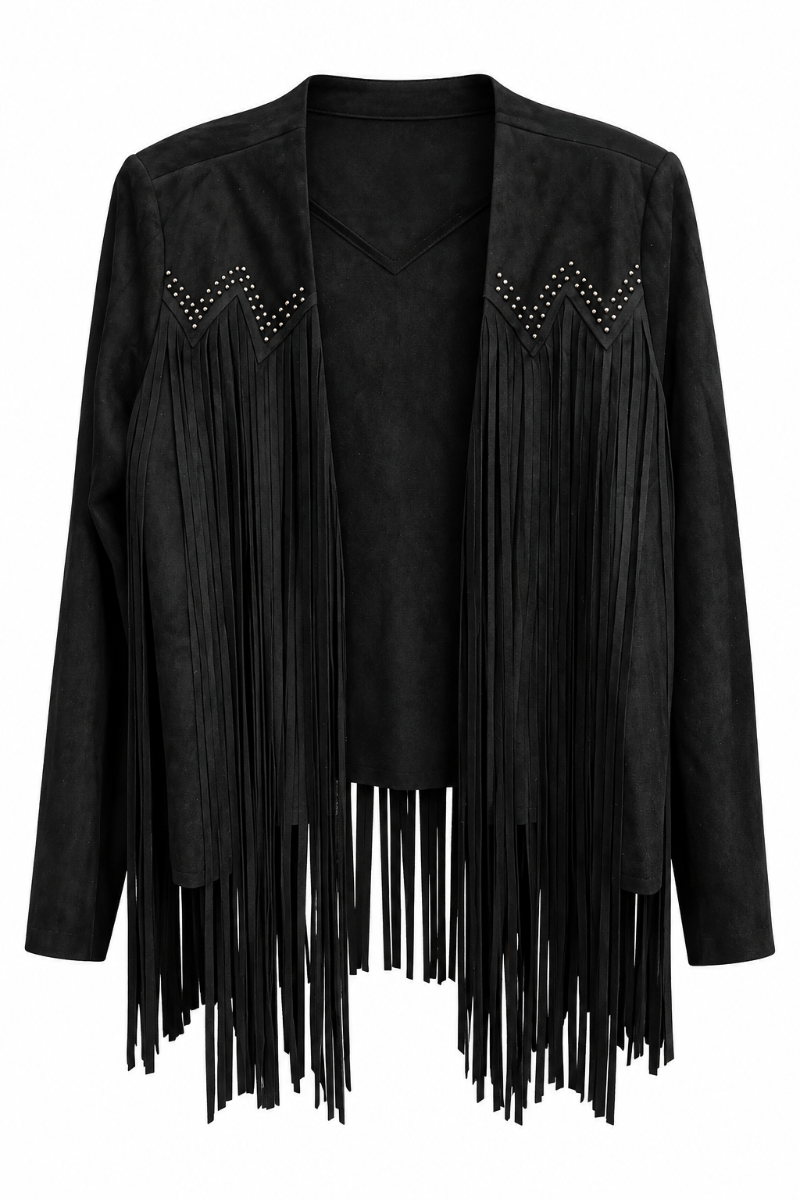 Studs Fringe Suede Jacket