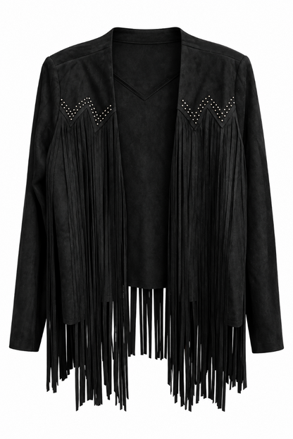 Studs Fringe Suede Jacket