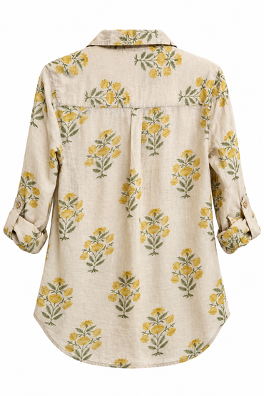 Front Pocket Floral Blouse