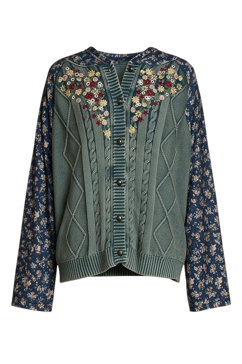 Floral Washed Sweater Hoodie