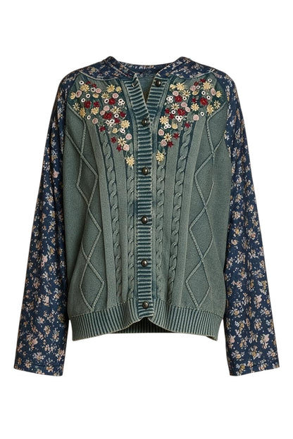 Floral Washed Sweater Hoodie