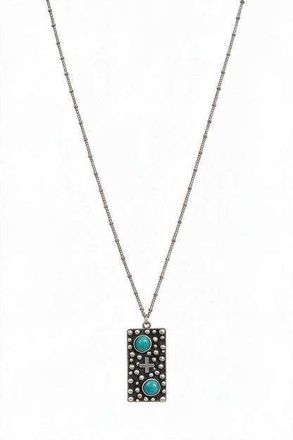 Silver/Turq Rectangular Necklace