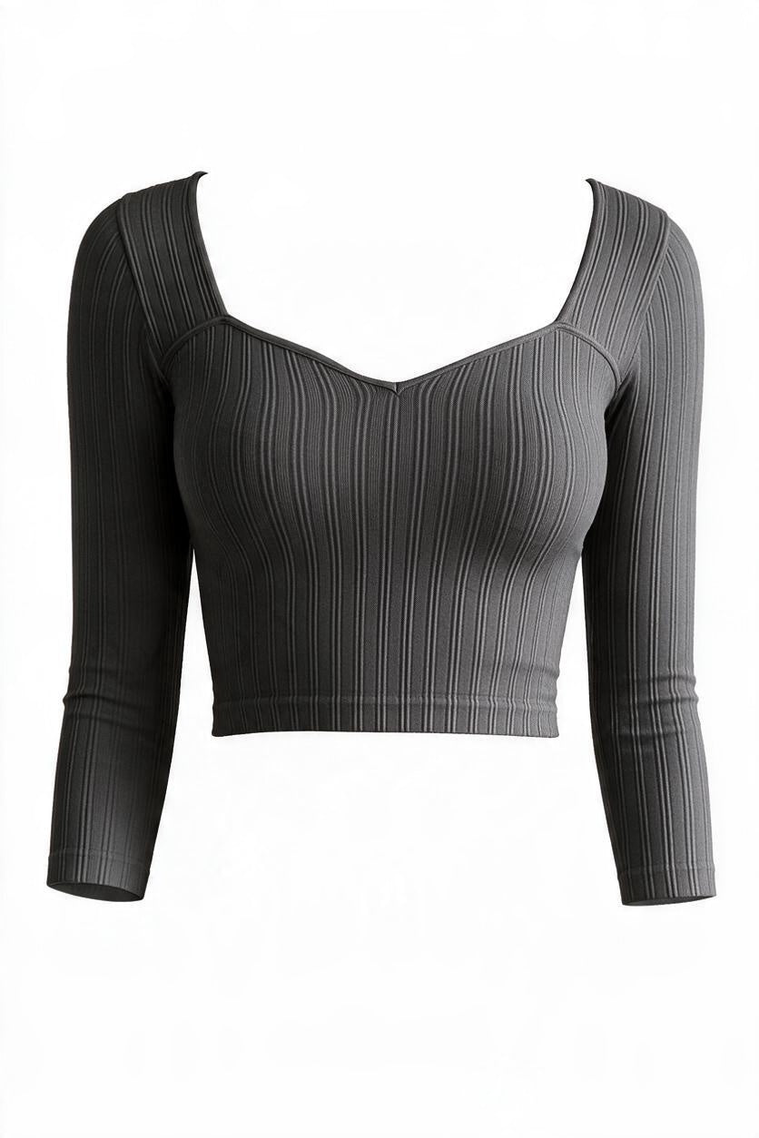 3/4 Sleeve Crop Top-9893